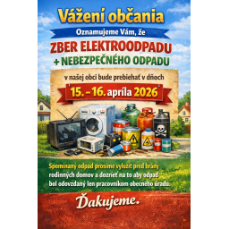 Zber elektroodopadu a nebezpečného odpadu 15.-16.apríla 2026